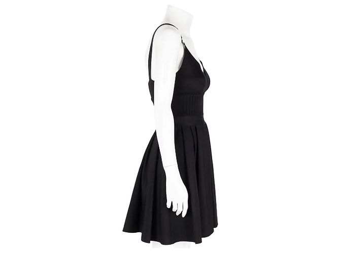 Chanel Schwarzes Viskose-Mix Camisole Kleid mit CC-Logo - Ansicht 3