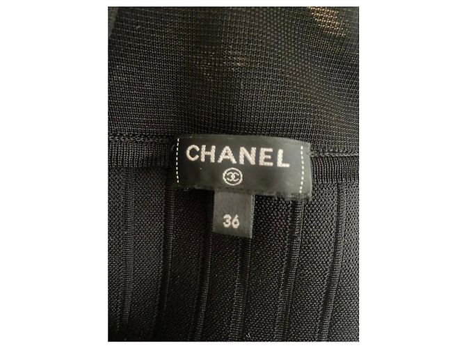 Chanel Schwarzes Viskose-Mix Camisole Kleid mit CC-Logo - Ansicht 6