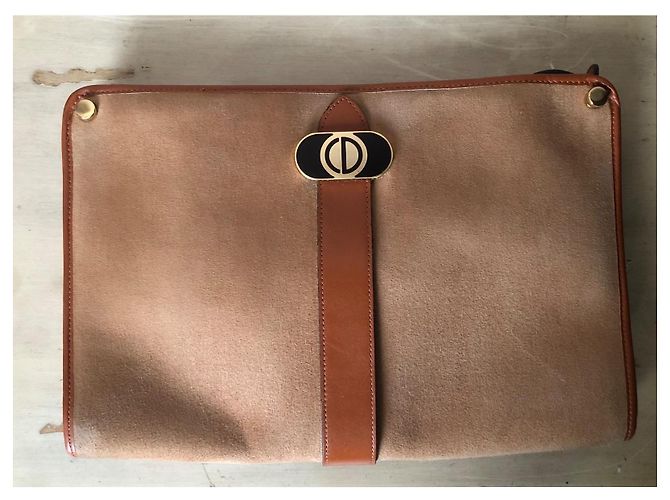 Borsa a tracolla in scamosciato e pelle Christian Dior Marrone Beige - vista 10