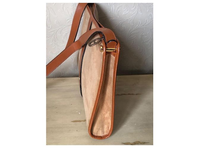 Borsa a tracolla in scamosciato e pelle Christian Dior Marrone Beige - vista 3