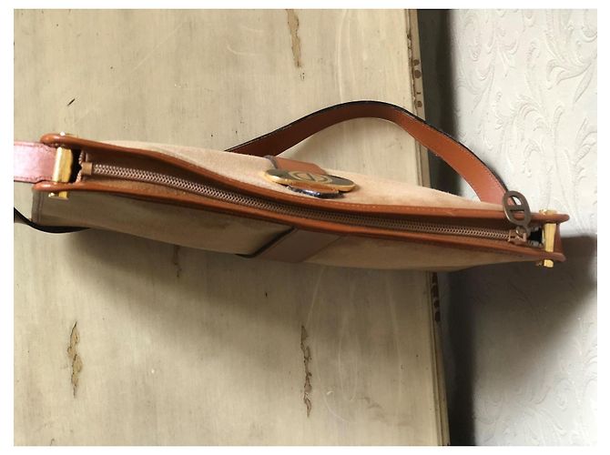 Borsa a tracolla in scamosciato e pelle Christian Dior Marrone Beige - vista 5