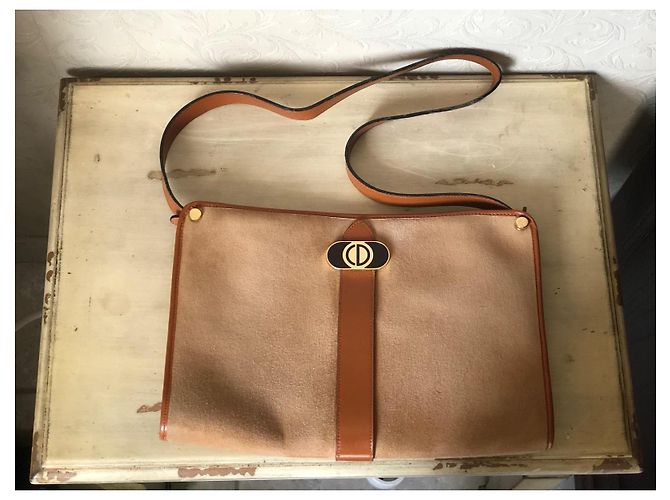 Borsa a tracolla in scamosciato e pelle Christian Dior Marrone Beige - vista 9
