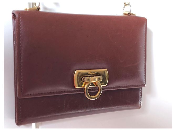 Cartera con cadena Gancini Salvatore Ferragamo Castaño - vista 2