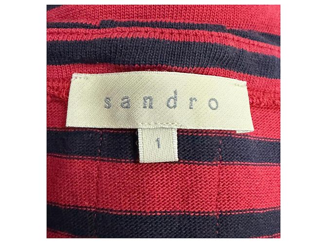 Mini abito a righe Sandro in cotone rosso - vista 4