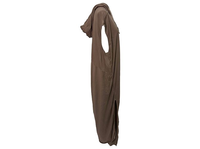 Vestido largo con capucha Edfu de Rick Owens en algodón marrón Castaño - vista 2