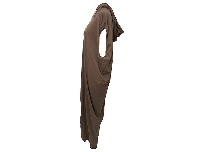 Vestido largo con capucha Edfu de Rick Owens en algodón marrón Castaño - vista 4
