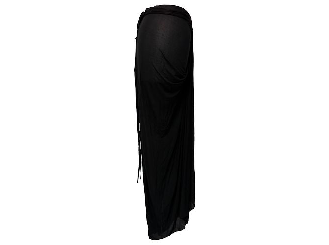 Falda midi drapeada Rick Owens en cupro negro - vista 2