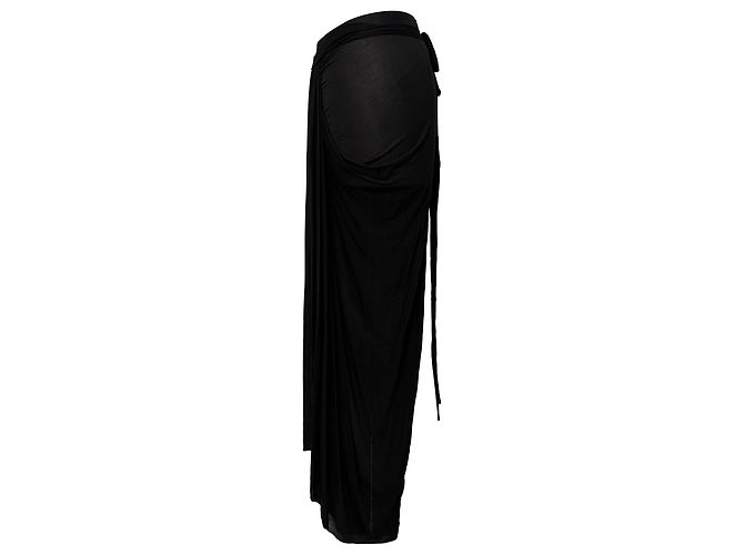 Falda midi drapeada Rick Owens en cupro negro - vista 4