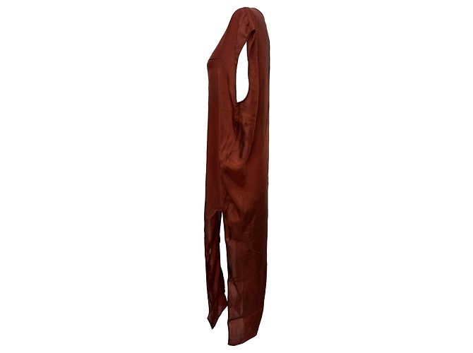 Vestido maxi Arrowhead de Rick Owens en cupro marrón Castaño - vista 2