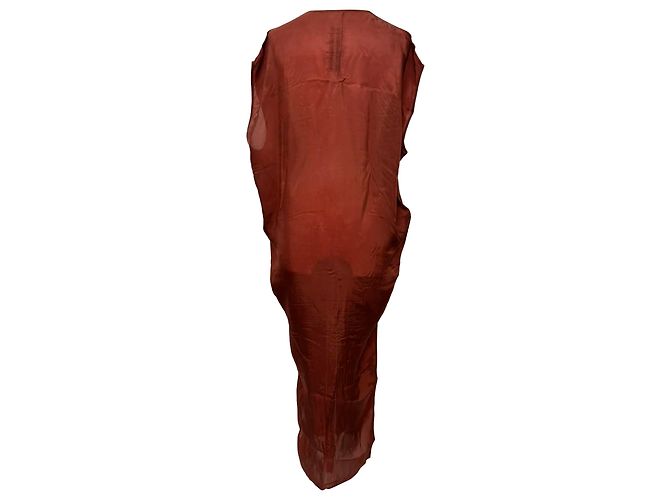 Vestido maxi Arrowhead de Rick Owens en cupro marrón Castaño - vista 3