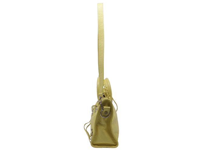 Borsa Balenciaga Le City Small in pelle di agnello gialla - vista 5