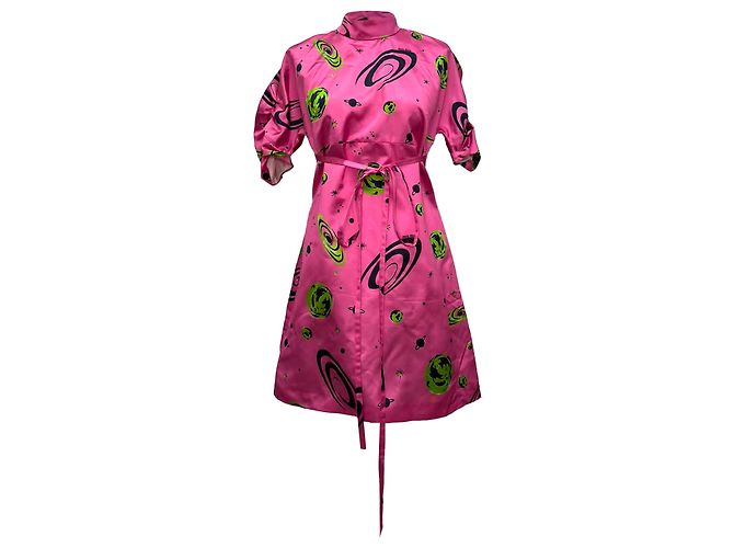 Abito Miu Miu 2017 Space Print in seta rosa - vista 5