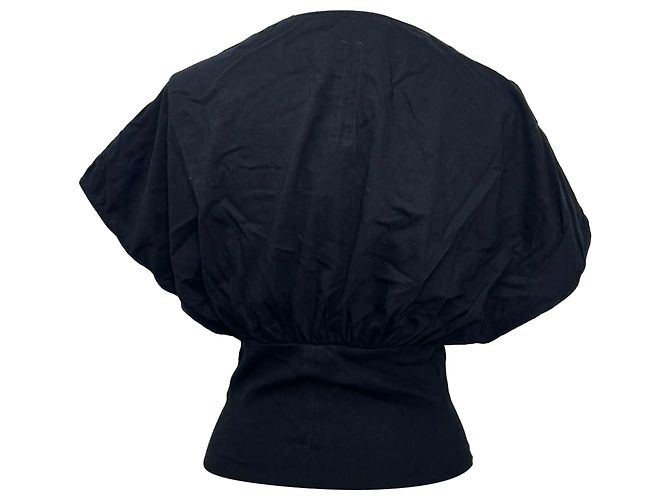 Camicetta Rick Owens con scollo a barca e maniche corte in cotone nero - vista 2