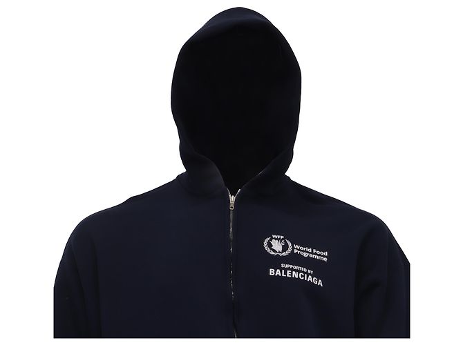 Everyday Felpa con cappuccio e zip Balenciaga WFP Regular in cotone blu navy - vista 2