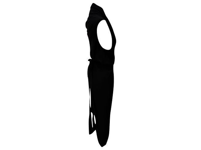 Vestido midi de gola canoa Rick Owens em seda preta Preto - vista 2