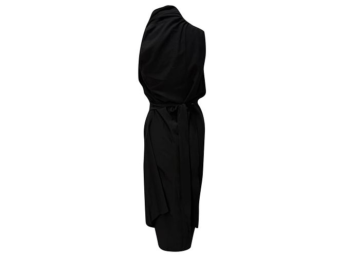Vestido midi de gola canoa Rick Owens em seda preta Preto - vista 3