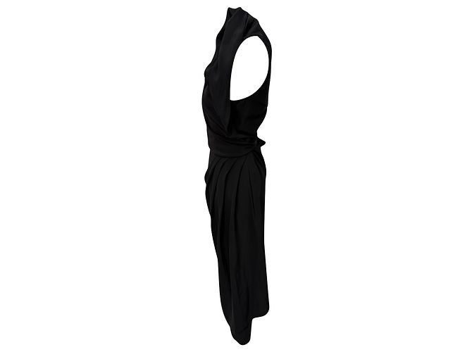 Vestido midi de gola canoa Rick Owens em seda preta Preto - vista 4