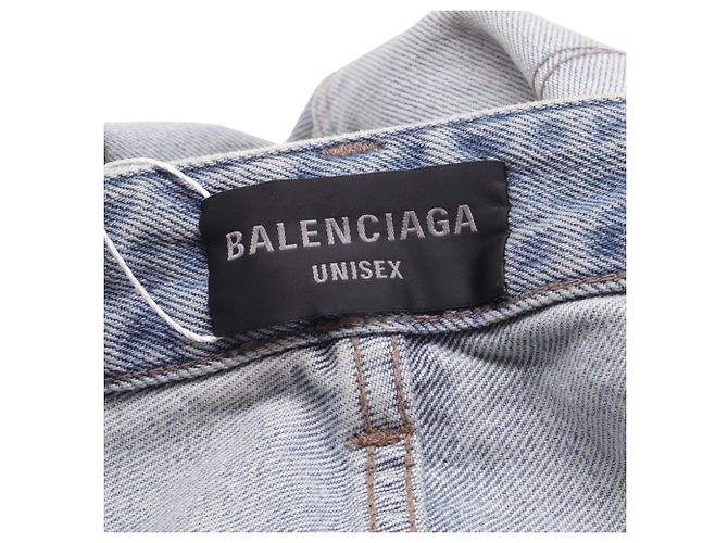 Vaqueros de pierna recta Balenciaga con efecto desgastado en algodón azul claro - vista 4