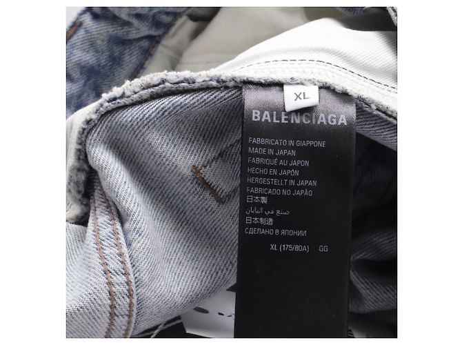 Vaqueros de pierna recta Balenciaga con efecto desgastado en algodón azul claro - vista 5