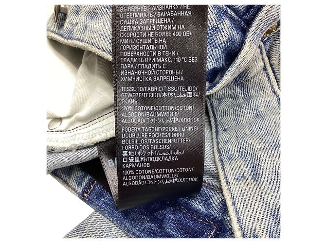 Vaqueros de pierna recta Balenciaga con efecto desgastado en algodón azul claro - vista 6