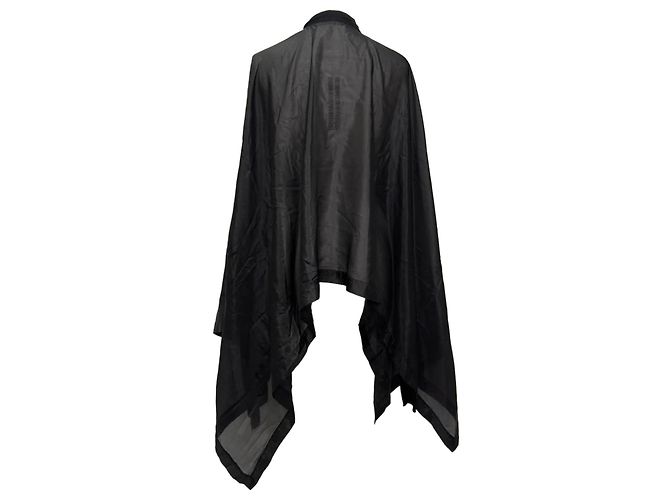 Poncho con zip Rick Owens in seta nera Nero - vista 4