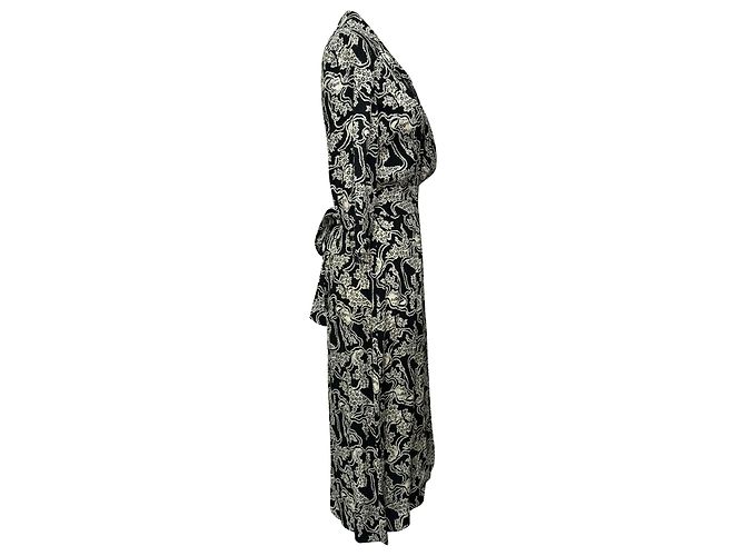 Ba&Sh Printed Midi Wrap Dress in Black Viscose - view 2