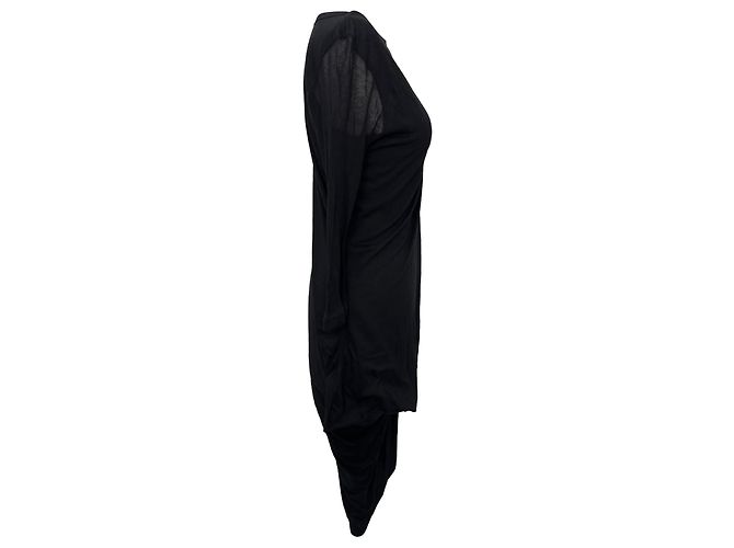 Rick Owens Langarm-Mini-Drapierkleid aus schwarzer Viskose - Ansicht 2