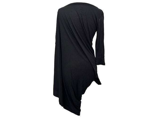 Rick Owens Langarm-Mini-Drapierkleid aus schwarzer Viskose - Ansicht 3
