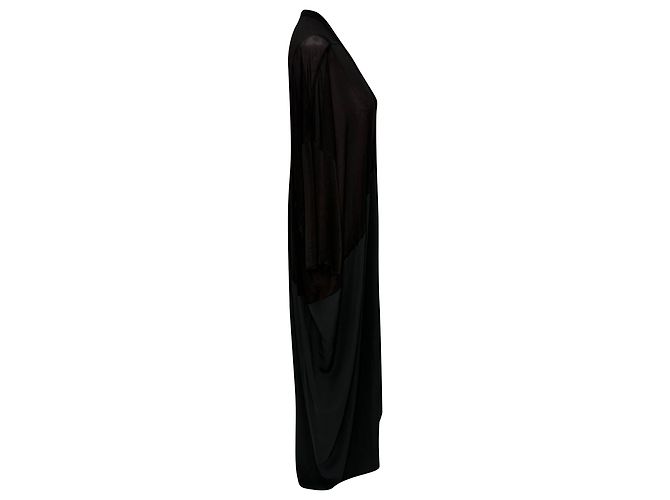 Abito maxi Kite Crewneck Rick Owens in cupro nero - vista 2