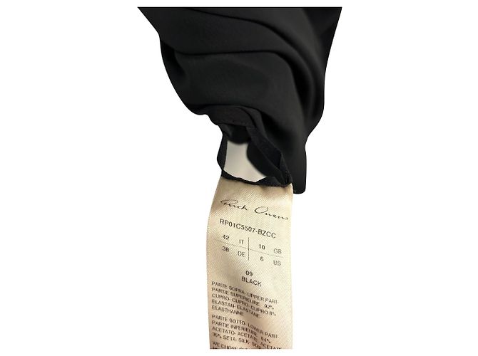 Abito maxi Kite Crewneck Rick Owens in cupro nero - vista 8