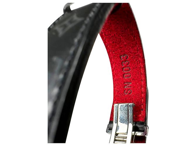 Bracciale reversibile con cerniera Louis Vuitton Rouge Monogram Eclipse Canvas in pelle nera Nero - vista 7