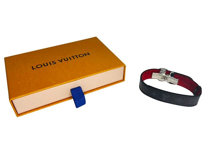 Bracciale reversibile con cerniera Louis Vuitton Rouge Monogram Eclipse Canvas in pelle nera Nero - vista 8