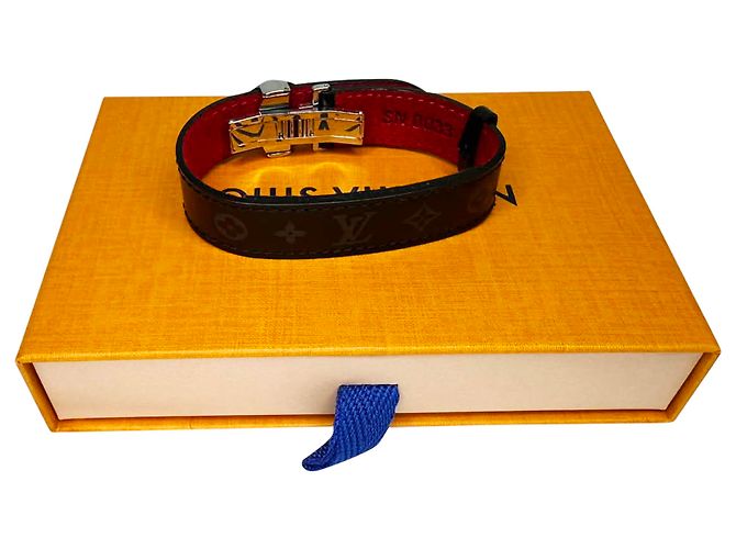 Bracciale reversibile con cerniera Louis Vuitton Rouge Monogram Eclipse Canvas in pelle nera Nero - vista 9