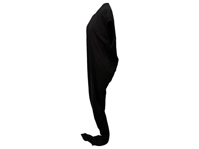 Vestido maxi Edfu Crewneck Rick Owens em algodão preto - vista 4