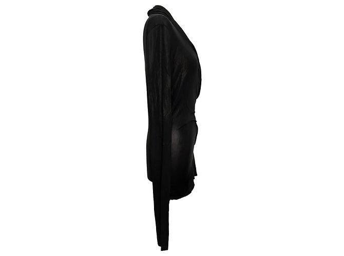 Top a maniche lunghe Magnetic di Rick Owens in viscosa nera Nero - vista 2