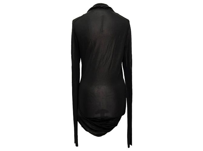 Top a maniche lunghe Magnetic di Rick Owens in viscosa nera Nero - vista 3