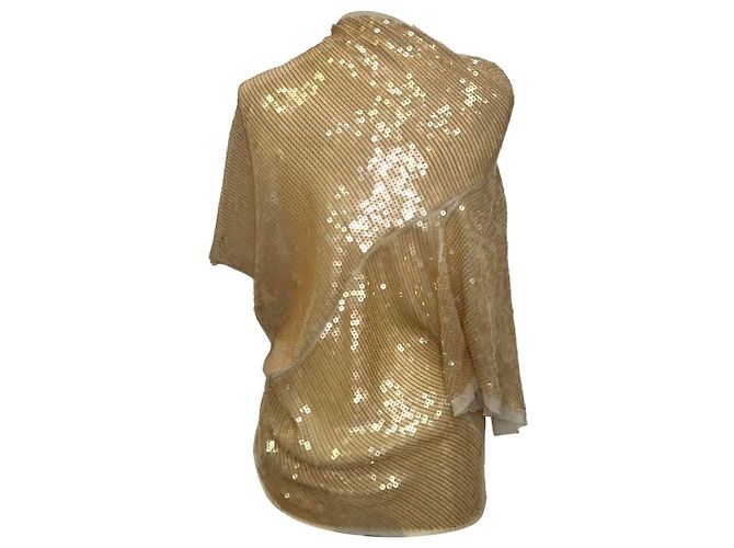 Camicetta con scollo a cappuccio e paillettes in seta beige Rick Owens Marrone Rosso - vista 3