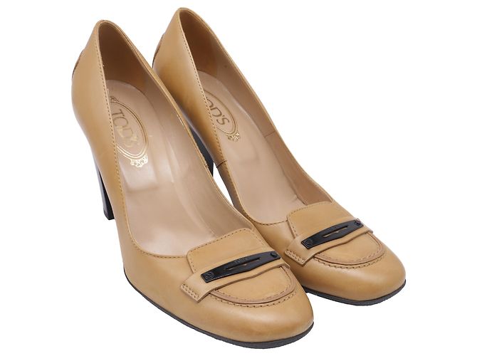 Mocasines de tacón ancho Tod's en piel marrón Castaño - vista 3
