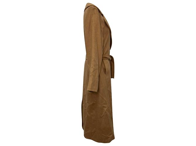 Abrigo Manuela con cinturón y solapas de muesca de Max Mara en pelo de camello beige - vista 3
