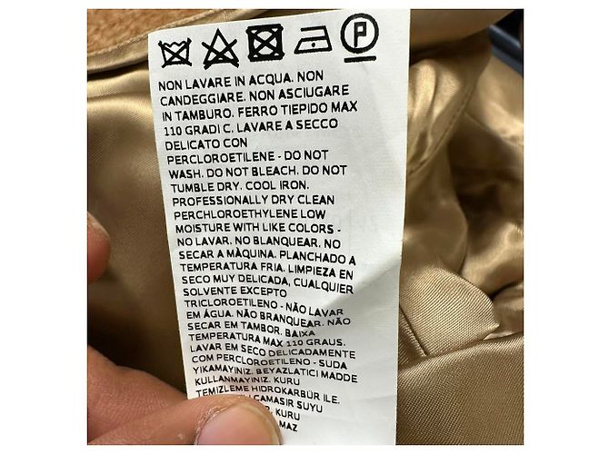 Abrigo Manuela con cinturón y solapas de muesca de Max Mara en pelo de camello beige - vista 7
