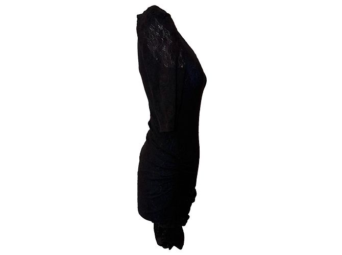 Sandro Spitzen-Minikleid aus schwarzer Polyamid - Ansicht 2