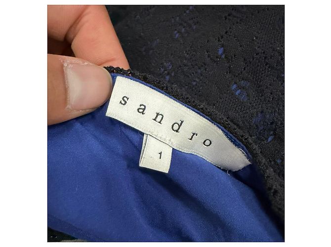 Sandro Spitzen-Minikleid aus schwarzer Polyamid - Ansicht 4