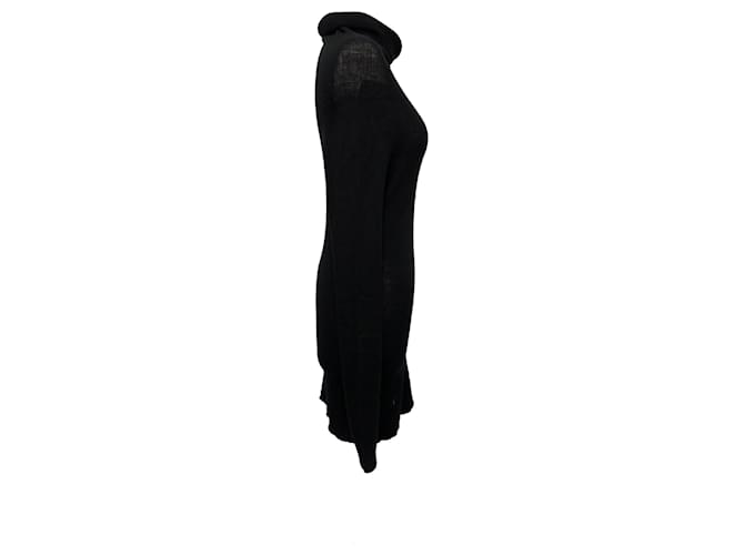 Rick Owens gerippter Rollkragenpullover aus schwarzer Wolle - Ansicht 2