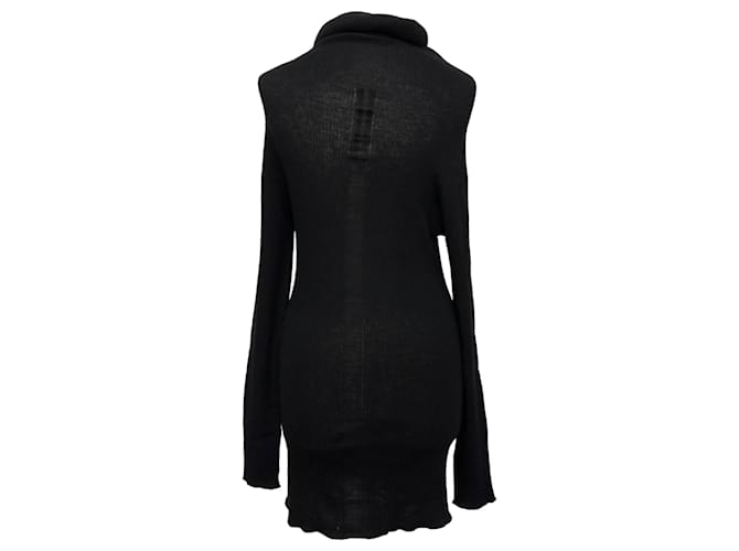 Rick Owens gerippter Rollkragenpullover aus schwarzer Wolle - Ansicht 3