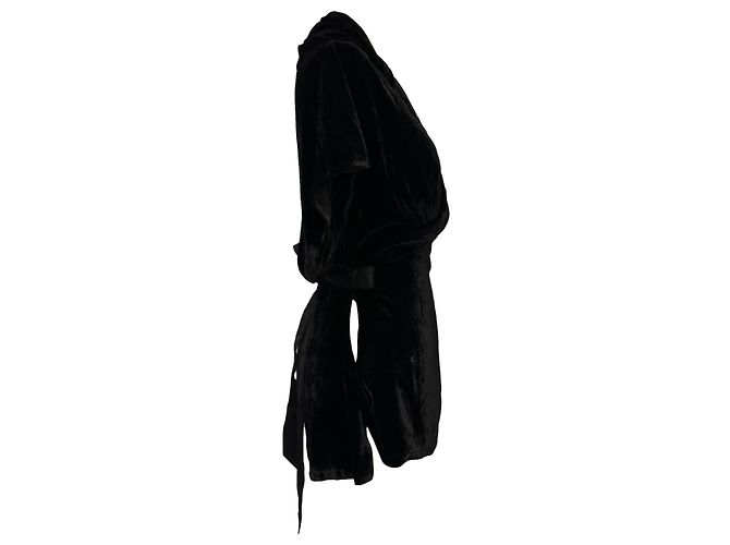 Rick Owens Wickelbluse aus schwarzem Samt - Ansicht 2