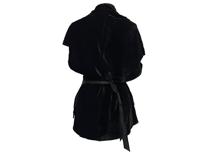 Rick Owens Wickelbluse aus schwarzem Samt - Ansicht 3