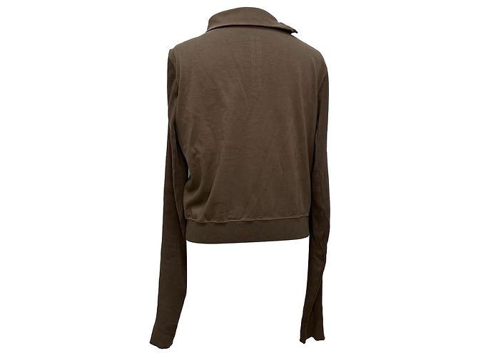 Sudadera con cremallera asimétrica Rick Owens en algodón marrón Castaño - vista 3