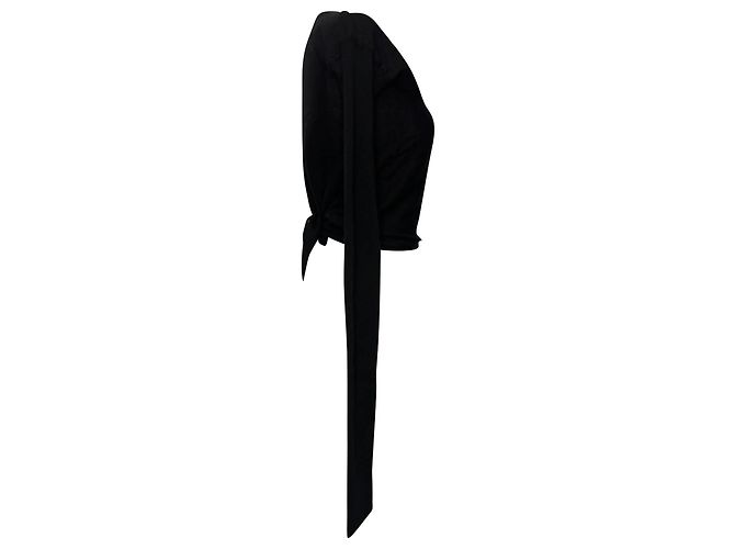Rick Owens V-Ausschnitt-Strickpullover mit Rückenschleife aus schwarzer Wolle - Ansicht 3