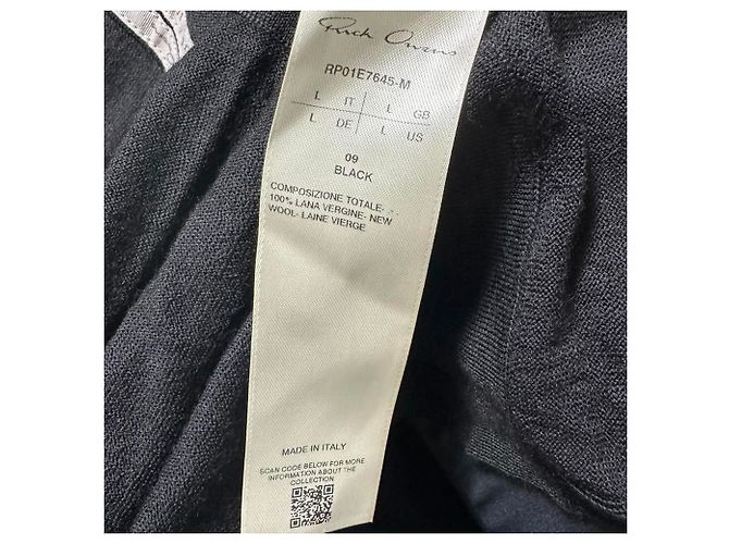 Rick Owens V-Ausschnitt-Strickpullover mit Rückenschleife aus schwarzer Wolle - Ansicht 6
