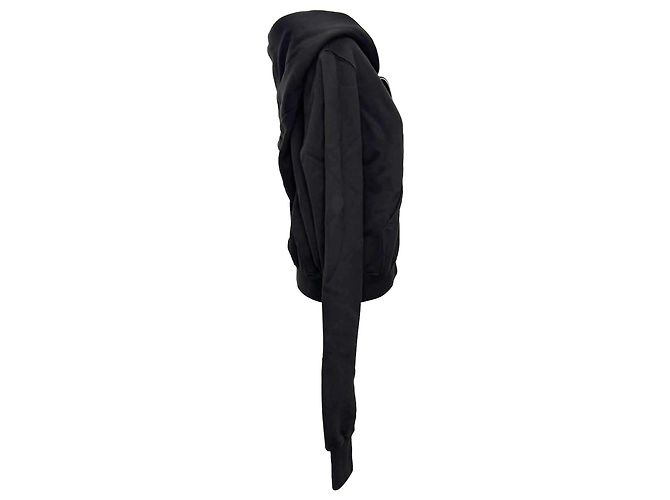 Rick Owens Asymmetrischer Zip-Up Sweatshirt aus schwarzer Baumwolle - vista 2